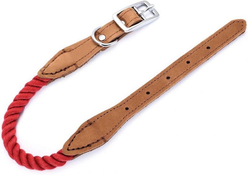 Cotton Rope Dog Collar Stainless Steel Pin Buckle Ring Dog Collar