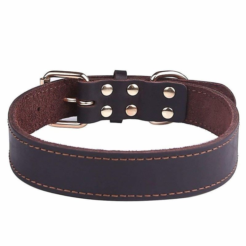 Leather Dog Collars/Military Grade Dog Training Collar for Small Medium Large Dogs/Soft and Durable Real Leather/Brown