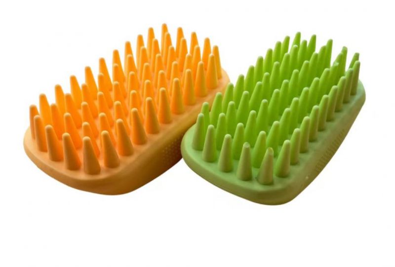 Silicone Soft Comfortable Grooming Pet Fur Remover Brush Orange