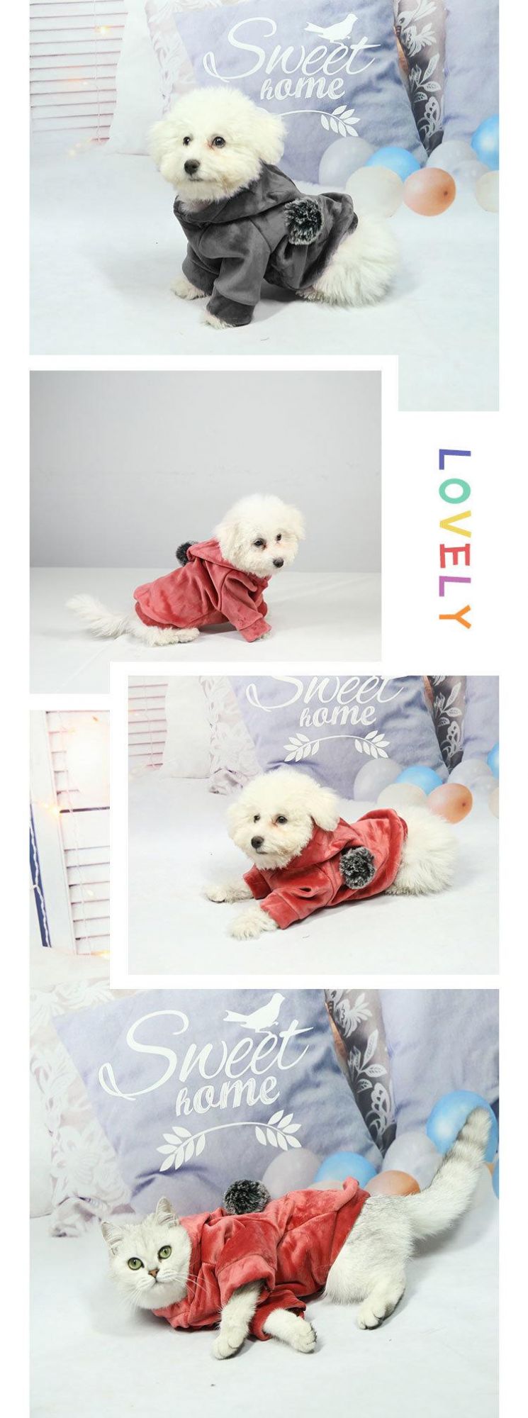 Autumn Winter Red and Black Two Color for Large Dogs Dogs Clothes