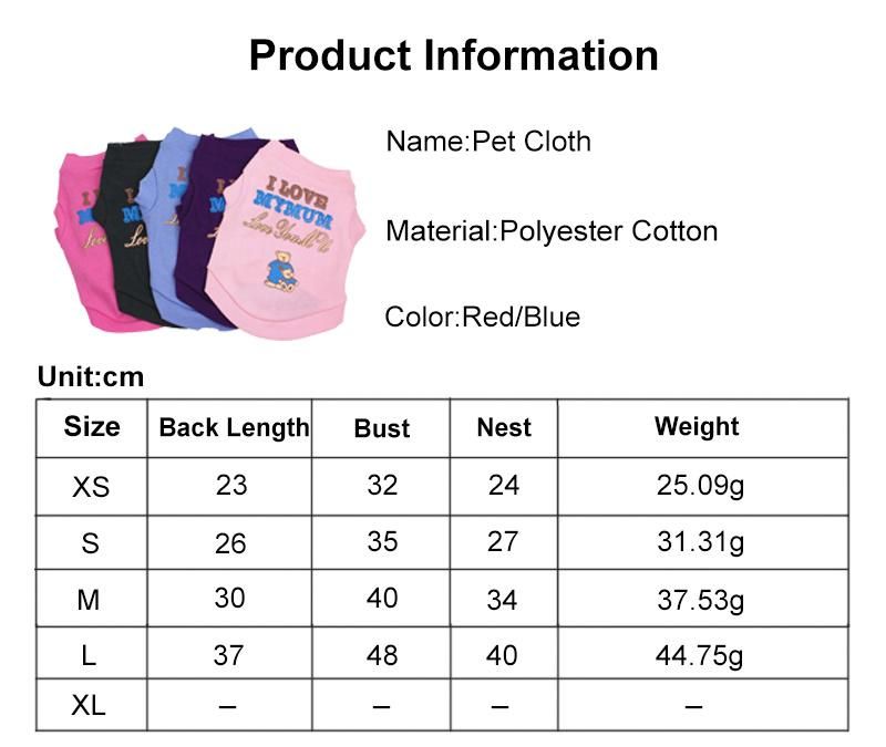 New Cotton Ribbed Print Vest for Dogs and Cats