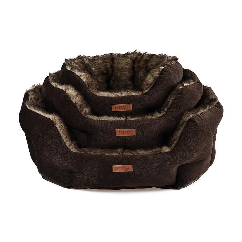 Faux Fur Fabric Winter Dog Bed Soft Plush Pet Bed