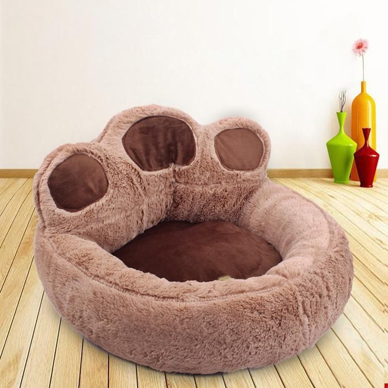 Whosale Luxury Pet Bed Corduroy Material Paw Shape Dog Bed Round Fashionable Dog Cat Pet Bed