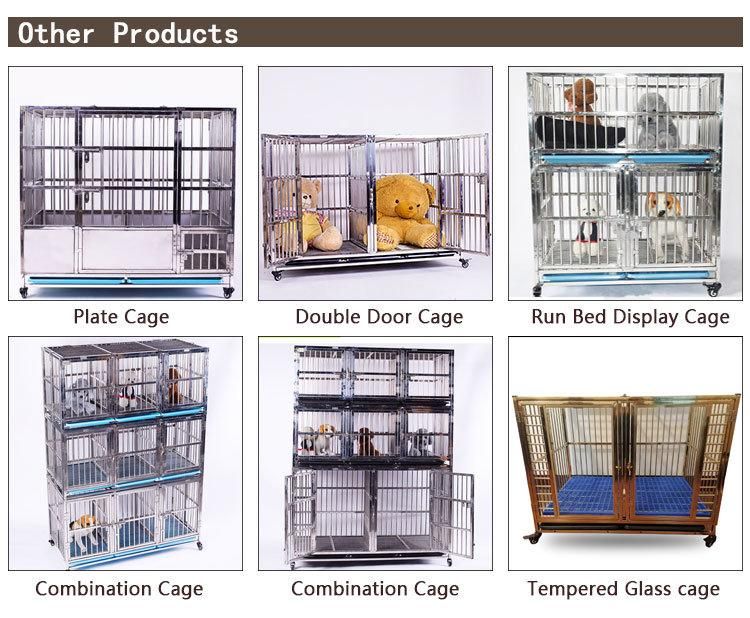 Wholesale Heavy Duty Stainless Steel Gold Double Doors Dog Cage Kennels with Wheels