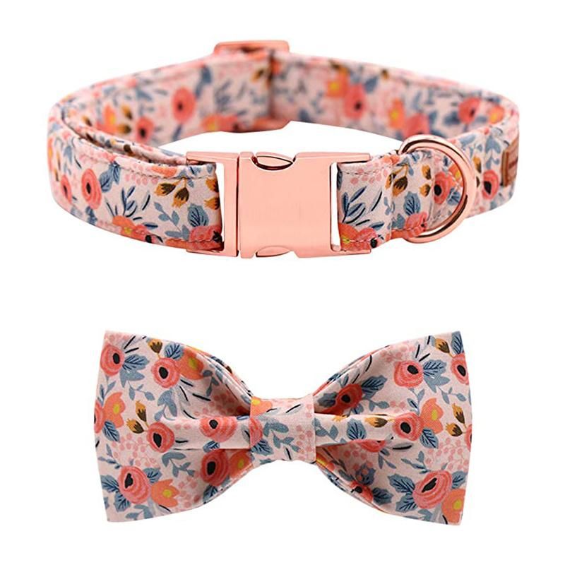 Metal Rose Gold Release Buckle Adjustable Dog Collars Bow Tie Collares