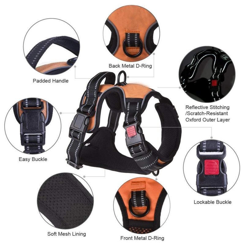 Dog Training Harness with Soft Padded Handle Easy Control and Visible at Night