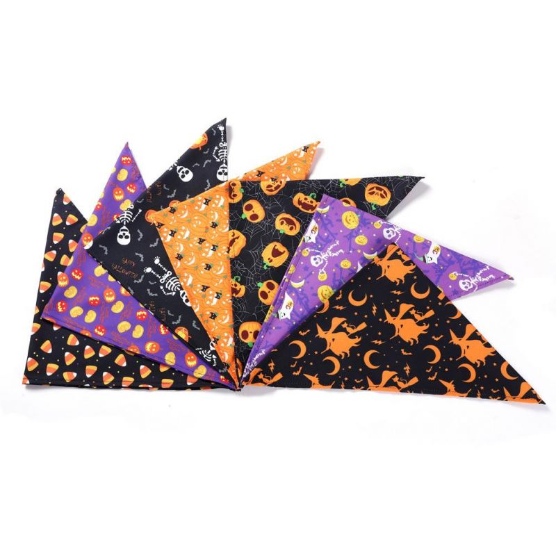 Small Large Dog Bibs Towel Scarf Halloween Pumpkin Printing Puppy Pet Accessories Pet Dog Bandana