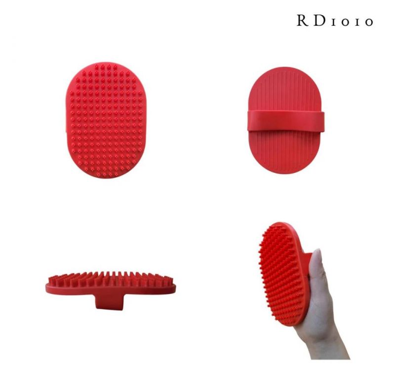 Factory Direct Pet Bath Brush Dog Cat Bath Massage Brush Pet Cleaning Supplies Bath Comb Red