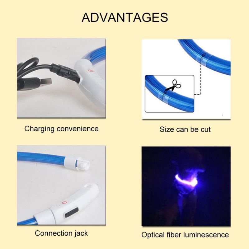 USB Charging Pet Collar LED Tube Flashing Night Dog Collars Glowing Safety Pets Collar