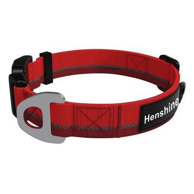 Heavy Duty Reflective Dog Collar with Aluminium D-Ring Leash Clip and Separate Dog ID Tag Attachment