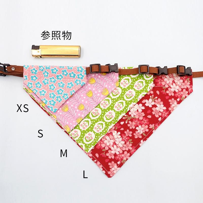 Wholesale Pet Cartoon Triangle Towel PU Collar Canvas Dog Saliva Towel Printed Scarf Bandana