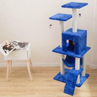 Carpet Wood Sisal Rope Big Wooden Premium Carpeted Cat Tree House for Cats