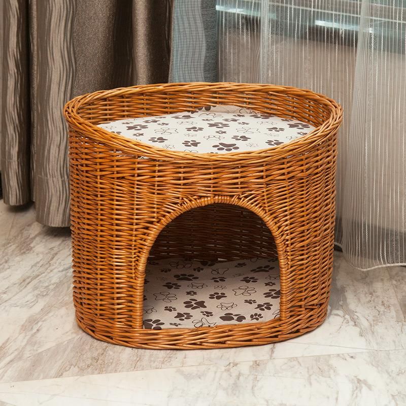 Rabbit Hutch Woven Grass Nest Yurt Bunny House Cage Pet Rabbit Guinea Pig Grass Nest Bed Rabbit Chew Toys Hamster Tunnels