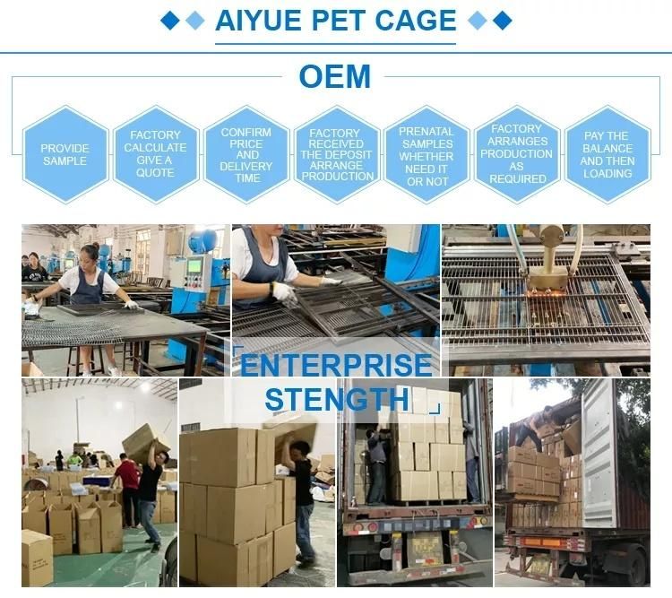 Factory Hot Sale with Tray Bold Folding Double Door Dog Cage Kennel Pet Iron Cage
