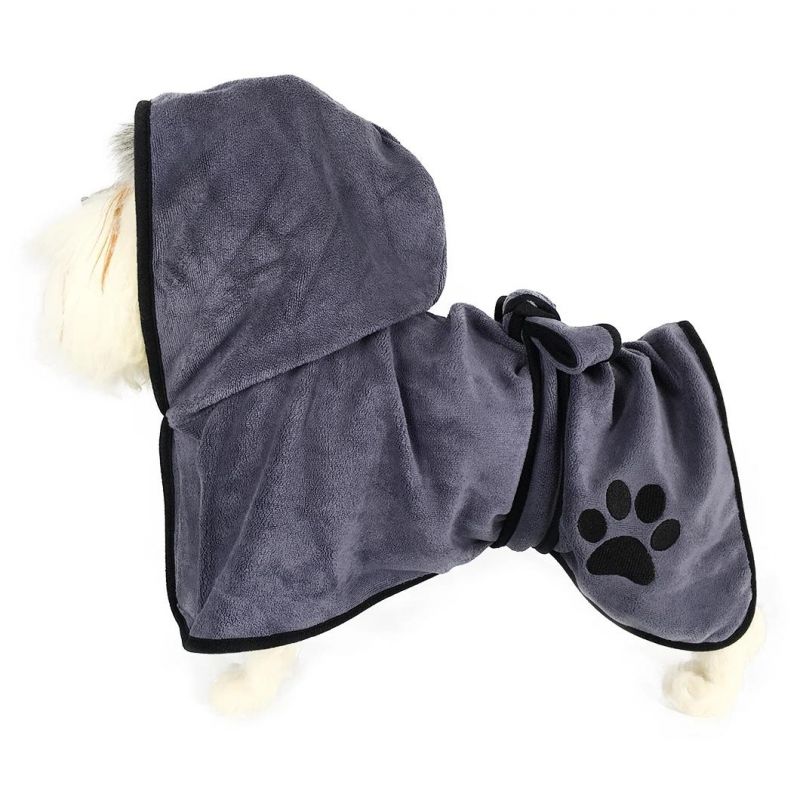 Super Absorbent Soft Towel Dog Cat Bathrobe Grooming Quick Drying Pet Apparel