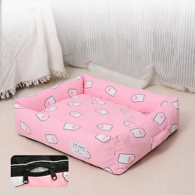 2022 New Arrival Fleece Cotton Oxford Square Shape Pet Beds