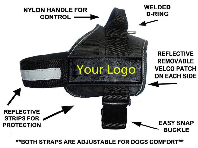 Dog Vest Harness with Removable Patches and Reflective Trim
