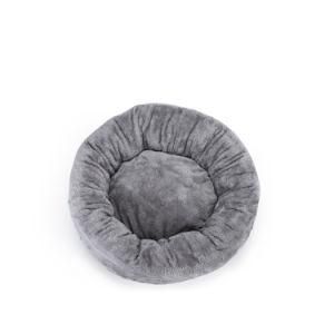 Dropshipping 70cm Warm Round Comfy Calming Solid Dog Bed Luxury Washable Donut Fluffy Dog Bed Solid Large Soft for Pet