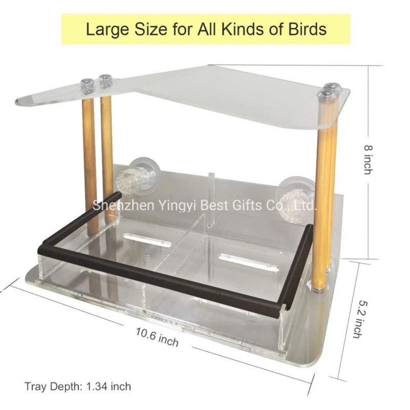 Factory Wholesale Large Acrylic Bird Feeder with Strong Suction Cup