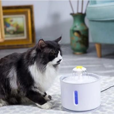 Smart Pet Drinking Fountain Flower Ultra-Quiet Cat Water Drinking Dispenser with LED Light and Automatic Power off