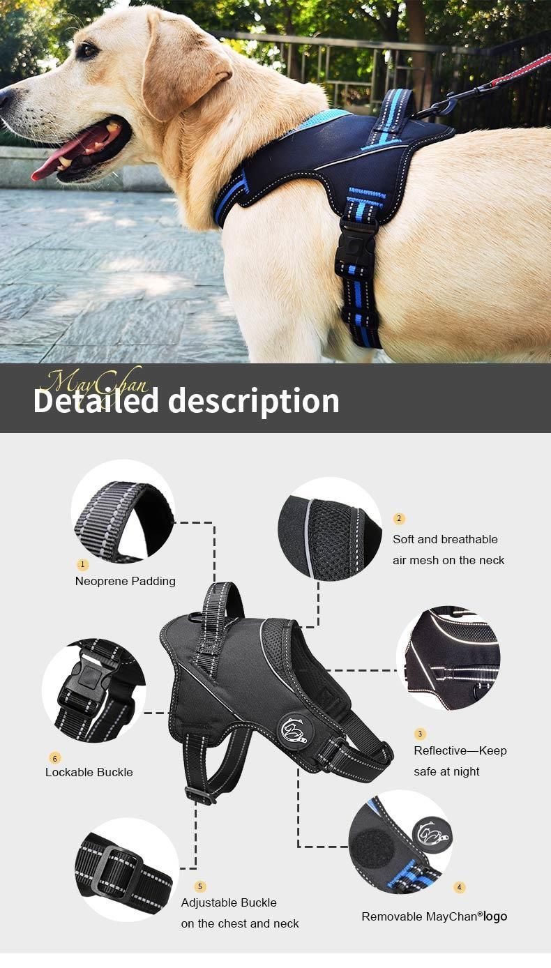 Dog Harness No-Pull Reflective Breathable Adjustable Pet Vest with Handle for Outdoor Walking- No More Pulling, Tugging or Choking