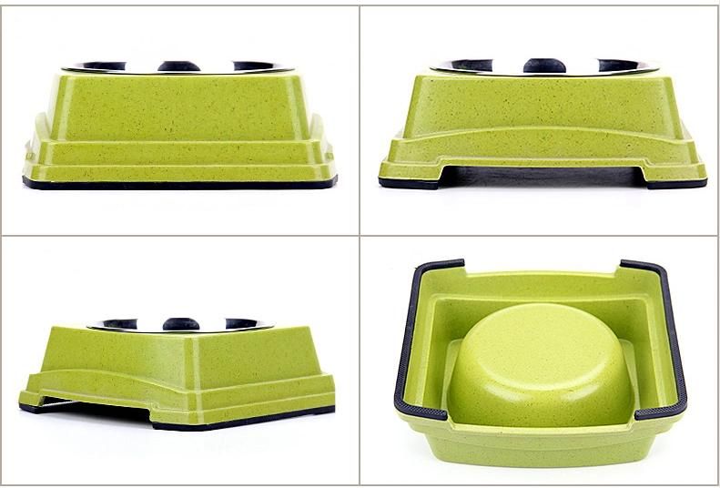 Good Quality Wholesale Hot Selling Bamboo Stainless Steel Dog Puppy Feeding Food Bowl