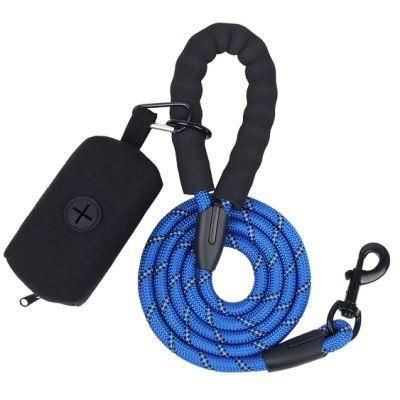 Blue Rope Dog Leash with Storage Bag Pet Rope Leash