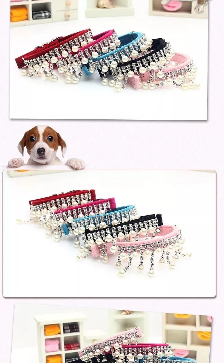 Wholesale Pet Supplies Diamond Pearl Dog Collar Diamante Cat Collar Accessories