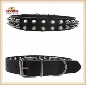 Black Real Leather Dog Collars /Pet Collars Leashes for Medium Big Pet (KC0053)