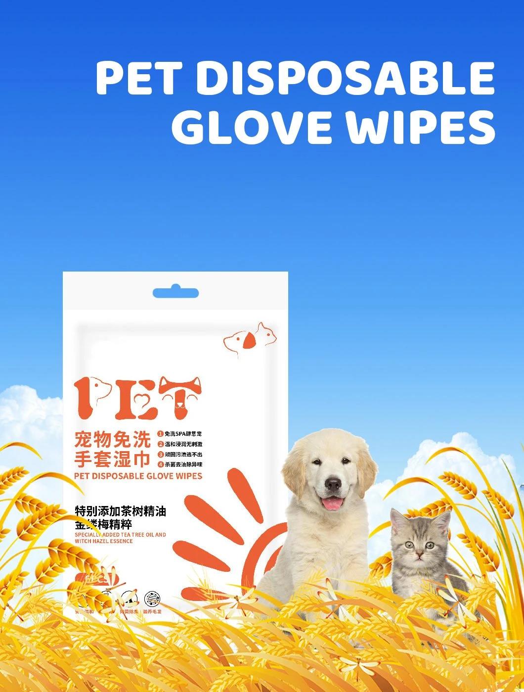 Finger Style Pet Wipes with Special Plant Extract Liquid and Unscented Mesh Design Double Cleaness Soft for Pets Body 6PCS Cleaning Wipes Santitary Antbacteria
