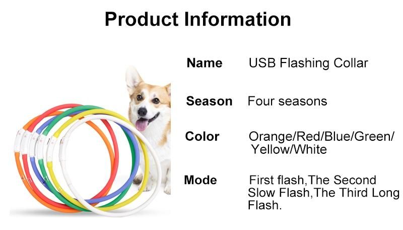 Glowing Multicolor Waterproof Light Pet Cat Perro USB Rechargeable LED Dog Collar for Night Safety