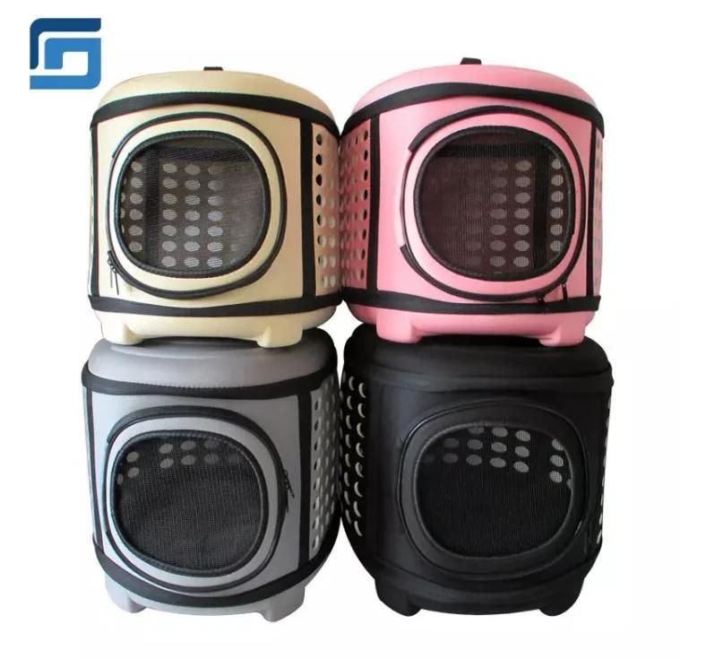 Colourful Fashion Foldable Large Size Soft Sided Filtered Air Pet Carrier with Solid Black