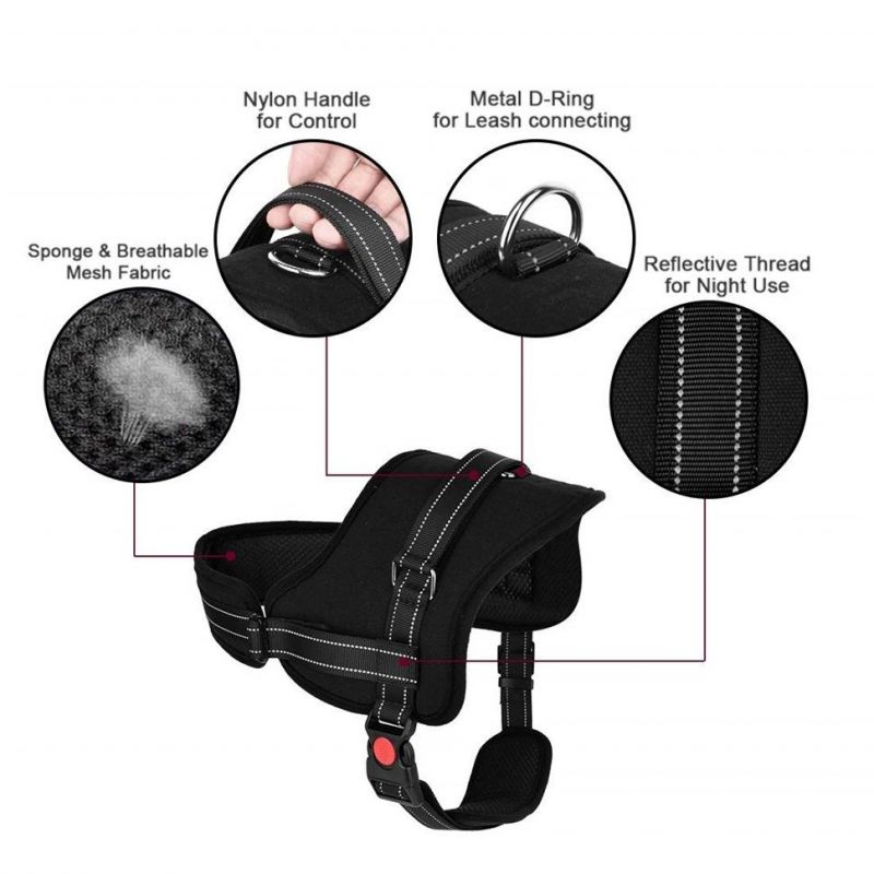 Adjustable Padded Breathable Halter Vest Reflective Dog Harness with Top Handle