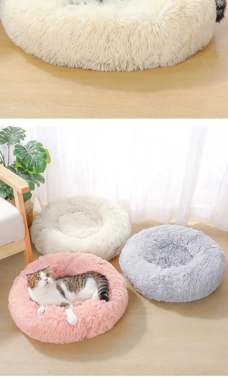 New Super Soft Bed Round Washable Long Plush Kennel Cat House Velvet Mats Sofa Pet Bed