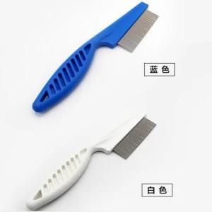 Pet Flea Lice Dog Comb with Long Rubber Handle