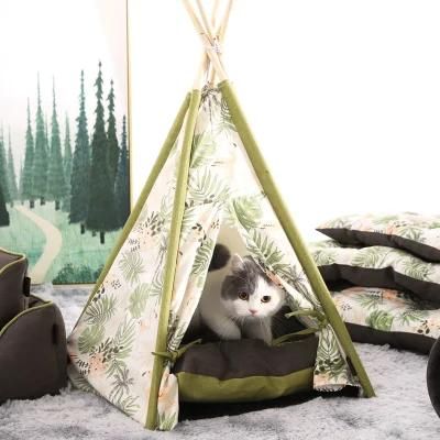 Happy Spring Yarn-Dyed Pet Bed Teepee Tent House Dog Tent