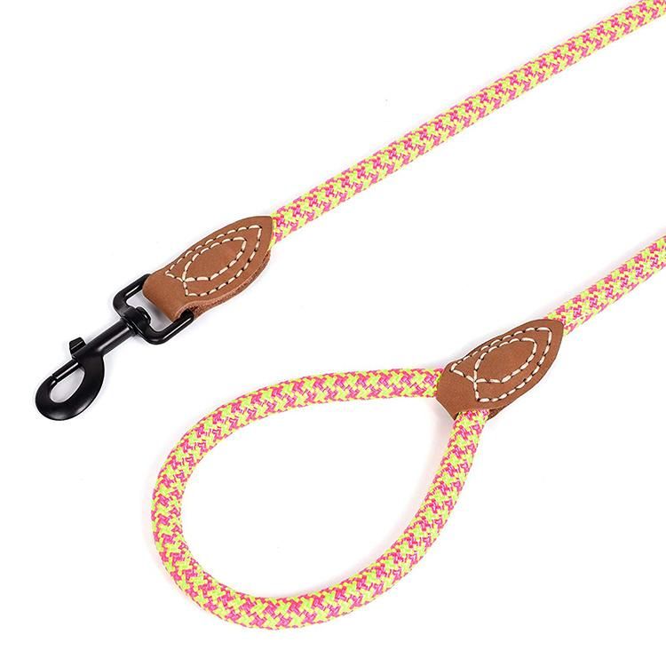 Luxury colorful Braided Nylon Traction Long Rope Dog Leash Custom Logo Manufacture Mountain Climbing Dog Slip Rope Lead for Large Medium Small Dog