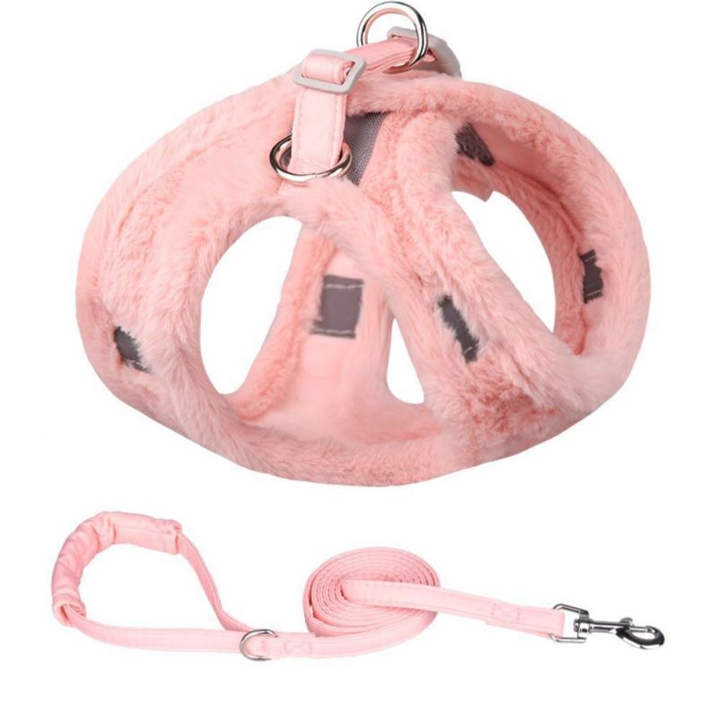 Fleece Dog Design Lead Accessories Pet Winter Harness with Leash