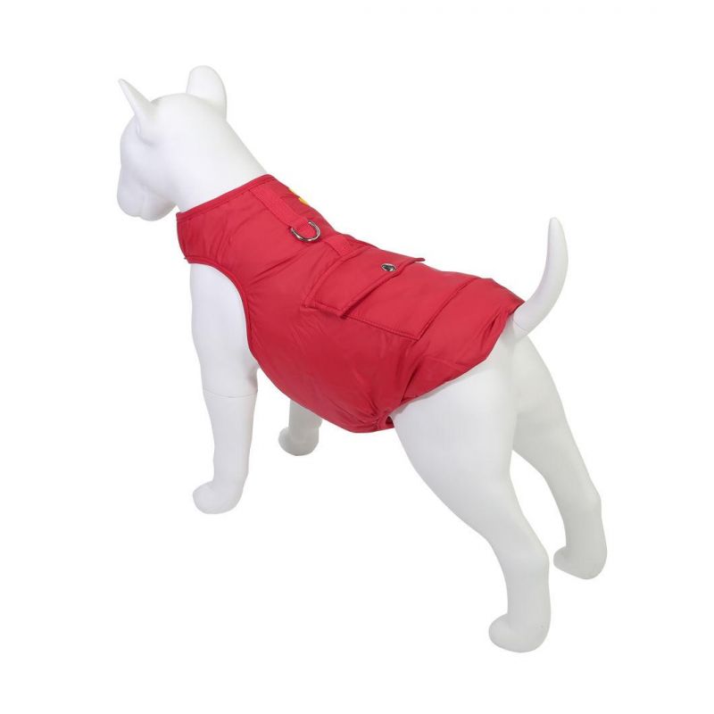Dog Warm Vest Red Dog Coat with Little Pocket Design on Back