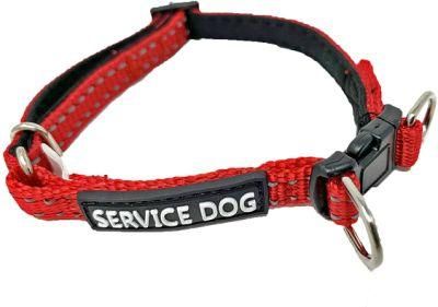 Reflective Nylon Dog Collar Training Handle Heavy Duty Dog Collar Removable Service Patch