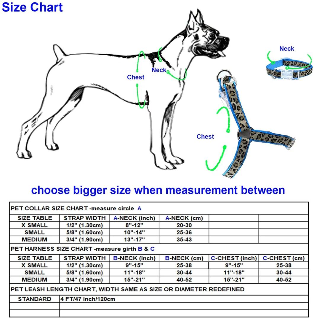 Leopard Design Dog Collar, Harness and Leash