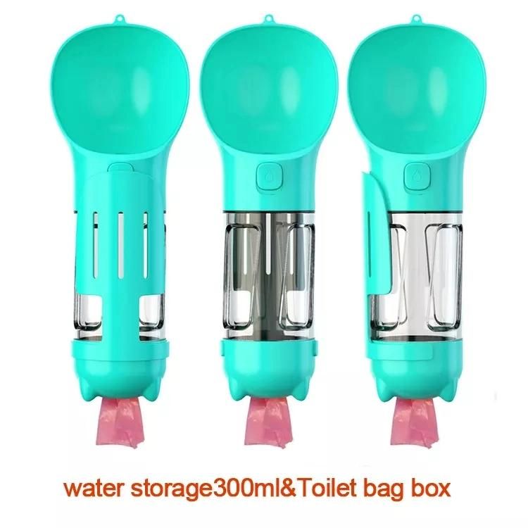 Portable Dog Travel Water Bottle with Detachable Food Container and Dog Poop Bag Poop Shovel