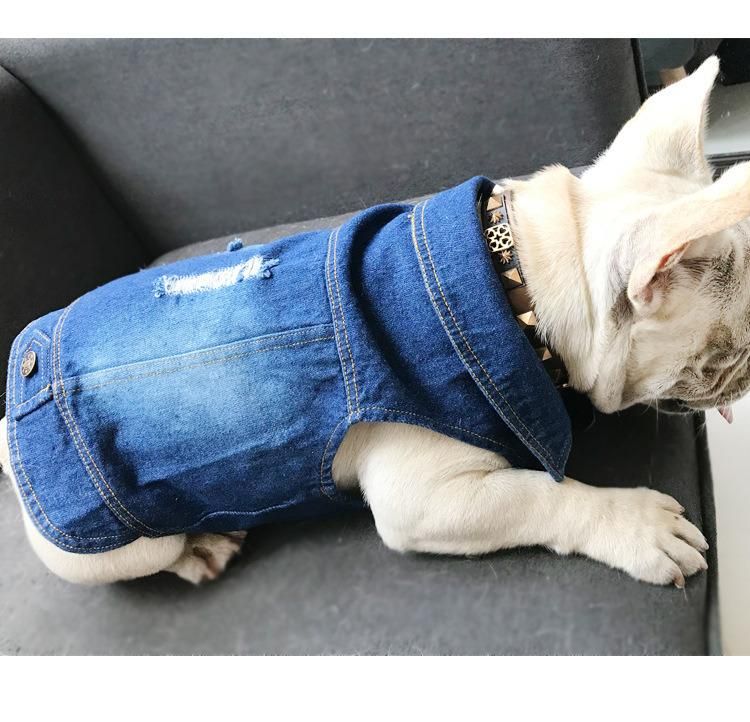 Fashionable Jeans Pet Puppy Clothes Dog Denim Vest Jeans Clothes Jackets