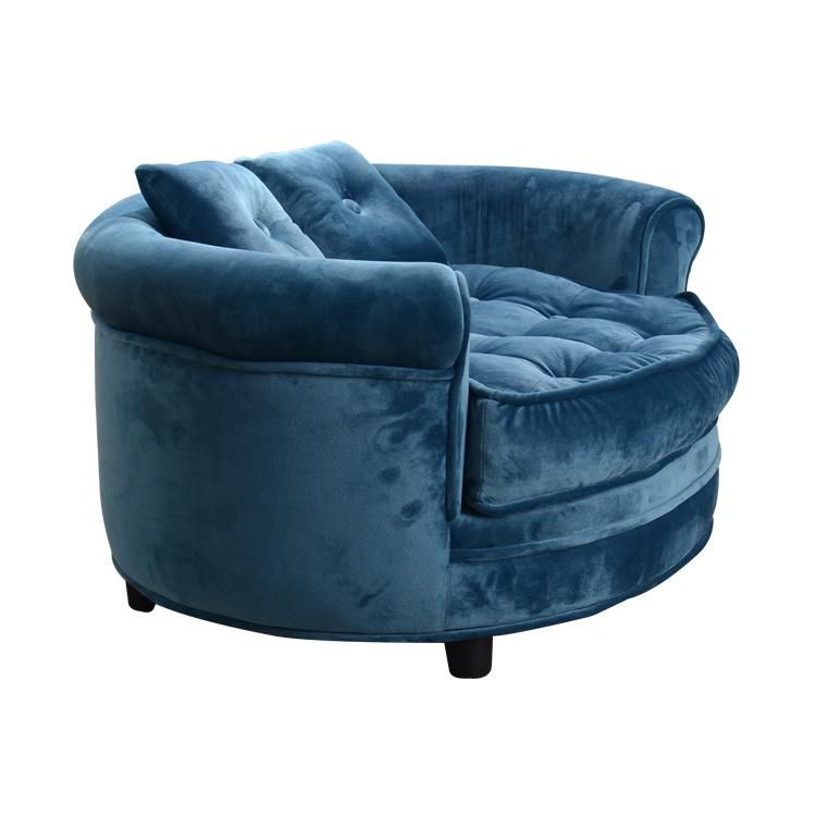 Luxury Tufted Round-Backed Pet Sofa Bed with Pillow