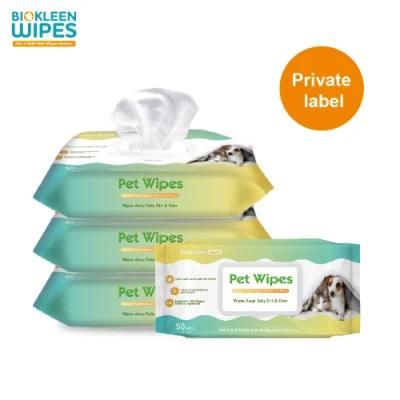 Biokleen OEM Custom Pet Wipes Hypoallergenic Pet Grooming Wipes Biodegradable Pet Wet Wipes Organic