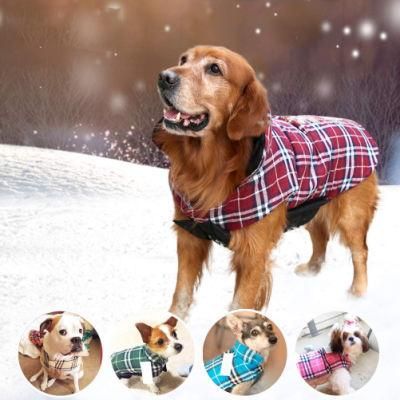 British Style Plaid Waterproof Dog Coats Soft and Warm Inner Layer