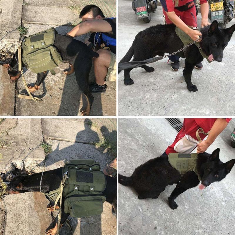 Tactical Dog Harness Working Dog Vest Backpack with Saddle Bag for Medium & Large Dog