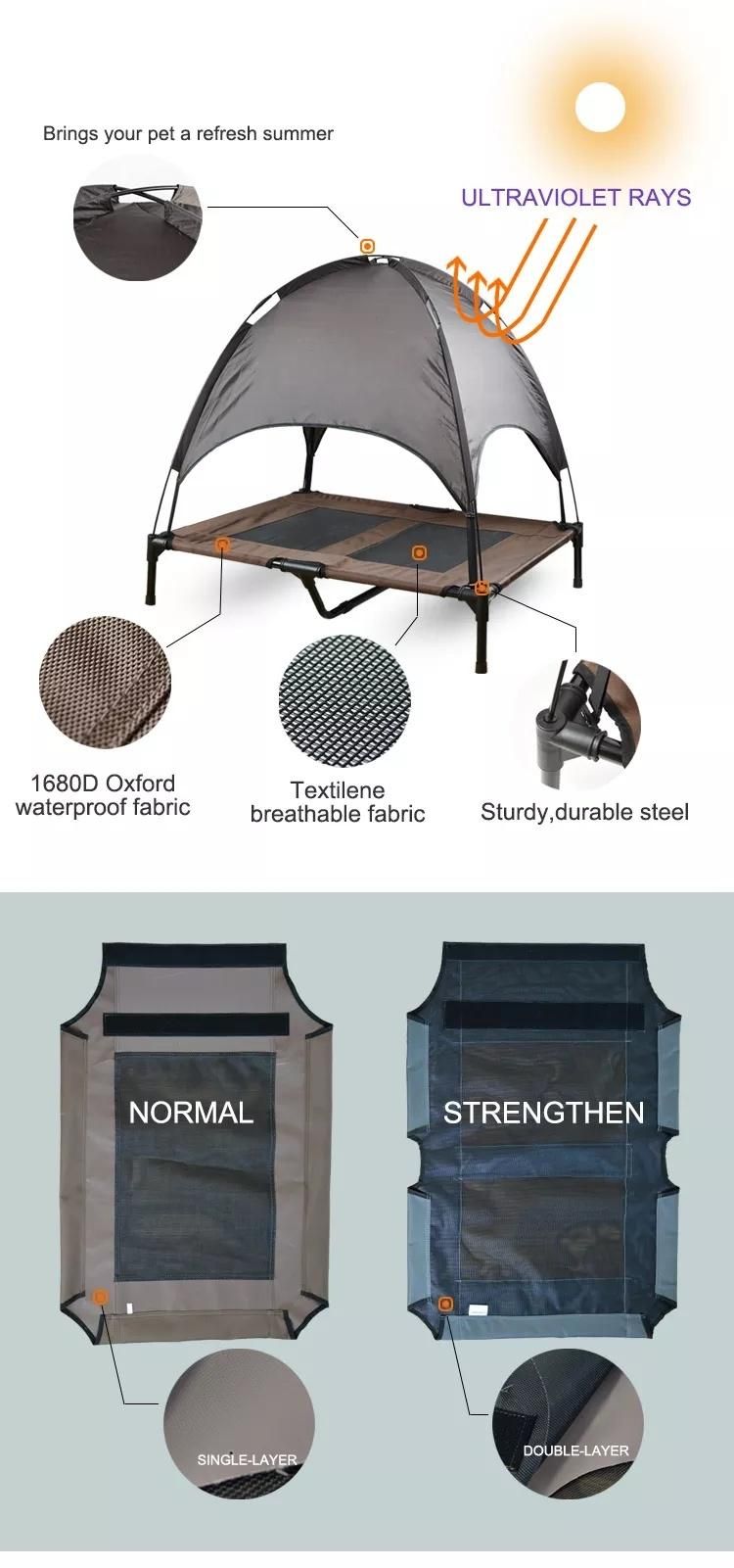 Outdoor Elevated Dog Cot Bed Raised Dog Bed with Removable Shade Canopy Tent