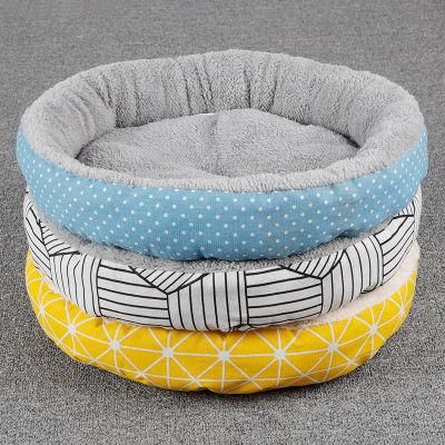 China Cute Modern Round Designer Canvas Cheap Pet Supplies Dog Bed