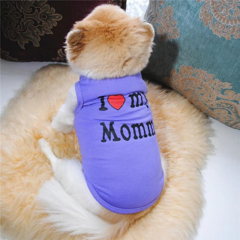 Wholesale Cute I Love My Mum/Dad Printed Dog T-Shirt Summer Puppy Clothes for Small Medium Dogs